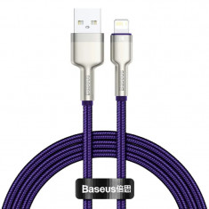 Cablu Alimentare si Date Baseus Cafule Metal Fast Charging USB la Lightning Iphone 2.4A braided 1m Violet foto