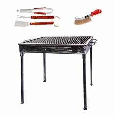 Pachet gratar metalic 60x40cm cu sita inox, perie sarma si 3 accesorii gratar