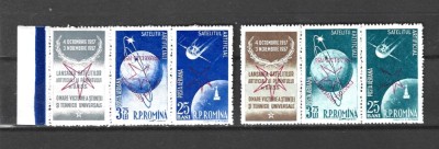 ROMANIA 1958 - SATELITII ARTIFICIALI (SUPRAT. RASTURNAT) TRIPTIC, MNH - LP 459c (1) foto