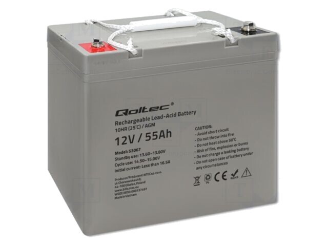 Acumulator QOLTEC plumb-acid 12V 55Ah AGM fără &icirc;ntreținere
