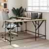 Birou vidaXL Stejar Sonoma 149x149x75 cm, forma L, lemn prelucrat, cadru metalic, maro