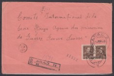 ROMANIA 1943 REGELE MIHAI I UZUALE/PLIC CIRCULAT ARAD-GENEVA CRUCEA ROSIE AGENTIA PRIZONIERILOR DE RAZBOI CENZURAT