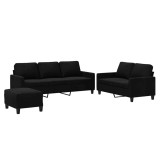 Cumpara ieftin Set de canapele cu perne, 3 piese, negru, catifea