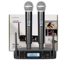 Set Receiver UHF cu Display, 2 Microfoane Wireless incluse si XLR, Exaltus?, 200 Frecvente, pentru Karaoke, Sonorizare Evenimente, Transmisie stabila foto
