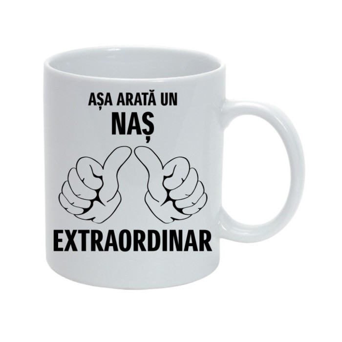 Cana alba personalizata &quot;Asa arata un nas extraordinar&quot;, INOVATIX&reg;. 330ml