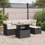 Cumpara ieftin Gossi set mobilier de gradina cu perne, 6 piese, negru, poliratan