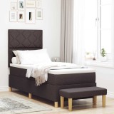 VidaXL Pat cu arcuri cu saltea Maro &icirc;nchis 80 x 200 cm țesătură 3344334