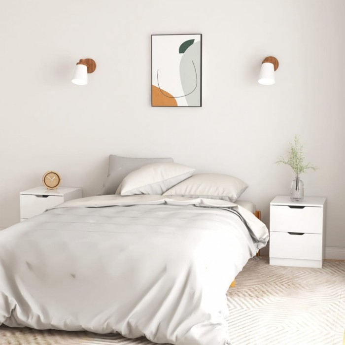 vidaXL Noptiere, 2 buc., alb extralucios, 40x40x50 cm, PAL 326736