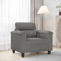 vidaXL Fotoliu canapea, gri &icirc;nchis, 60 cm, textil microfibră