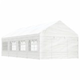 Foișor cu acoperiș, alb, 8,92x4,08x3,22 m, polietilenă