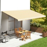 VidaXL P&acirc;nză de rezervă copertină, galben și alb, 6x3,5 m
