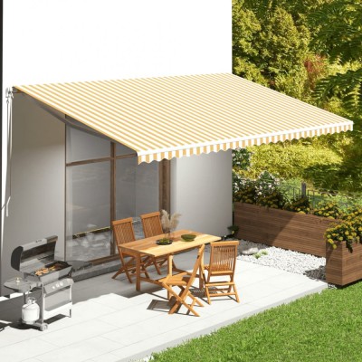 vidaXL P&amp;acirc;nză de rezervă copertină, galben și alb, 6x3,5 m foto