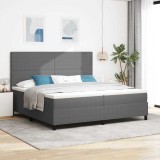 vidaXL Pat cu arcuri cu headboard Gri deschis și alb. 200 x 200 cm 3337571