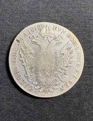 Moneda 1 taler 1818 Austria semn monetărie V Venetia foto