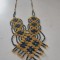 * Colier handmade din margele marunte,model etno-traditional, gri-metalic cu auriu, 35cm lungime