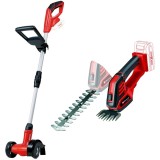 Einhell GE-CG 18/100 Li + GE-CC 18 Li PXC - Masina de tuns gard viu fara acumulatori si incarcator Li-Ion 18 V - Ah 20 cm + Aparat de curatat rosturi