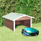 vidaXL Garaj mașină tuns iarba robot cafeniu&amp;alb 72x87x50 cm lemn brad