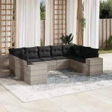 vidaXL Set canapele de grădină cu perne, 9 piese gri deschis poliratan 3223001