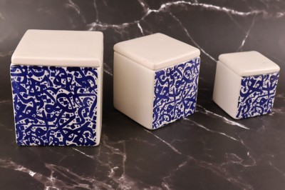 Set 3 recipiente condimente | scris albastru foto