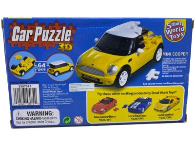 Puzzle 3D Mini Cooper 1:32 - 64 piese Galben/Alb foto