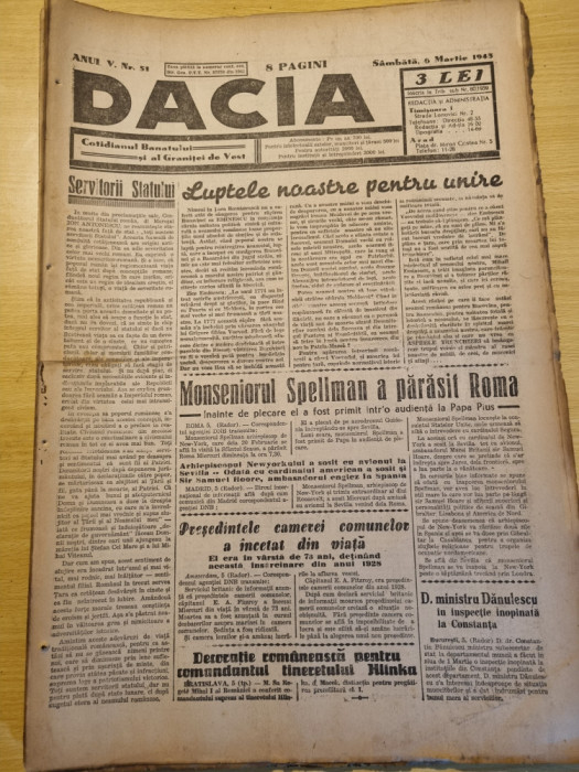 Dacia 6 martie 1943-stiri al 2-lea razboi mondial,art. deva,orastie,arad