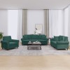 VidaXL Set canapea cu perne, 3 piese, verde &icirc;nchis, catifea 3202192