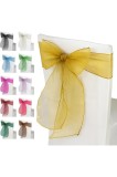 Carcă de scaun din organza cu panglică T, fundă plină pentru nuntă, aniversare, petrecere, banchet