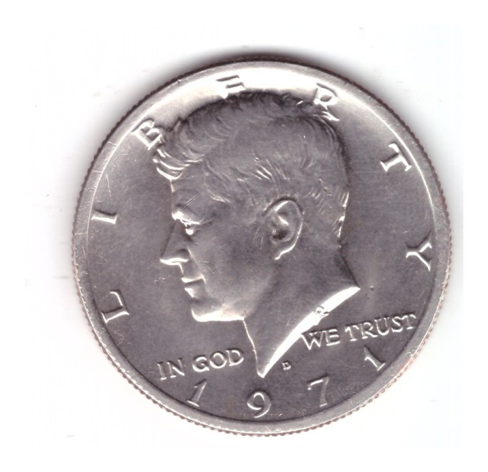 Moneda SUA 1/2 dollar/dolar 1971 D, stare buna, curata