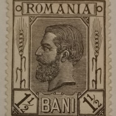 România Lp 54 Spic de grâu fără filigran 1 1/2 bani nestampilat