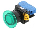 Comutator acţionat prin apăsare verde 22mm - 2 POZIŢII