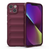 Husa pentru iphone 14 plus, antisoc, margini cu striatii, design minimalist, bordeaux