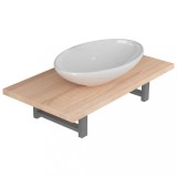 Cumpara ieftin Set mobilier de baie din doua piese, stejar, ceramica