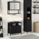 Set de mobilă pentru baie 2 piese din lemn laminat stejar negru