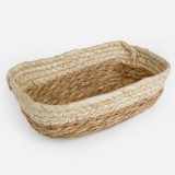 Cos de depozitare rotund din fibre de porumb, Bej, 27x16,5x8cm, CMCLASS