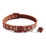 Zgarda ajustabila cu clopotel pentru caini si pisici, 18-32cm, Maro, Oem