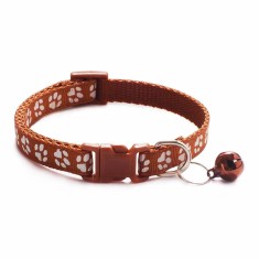Zgarda ajustabila cu clopotel pentru caini si pisici, 18-32cm, Maro