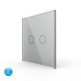 Telecomanda touch Livolo dubla ZigBee EC din sticla securizata, gri