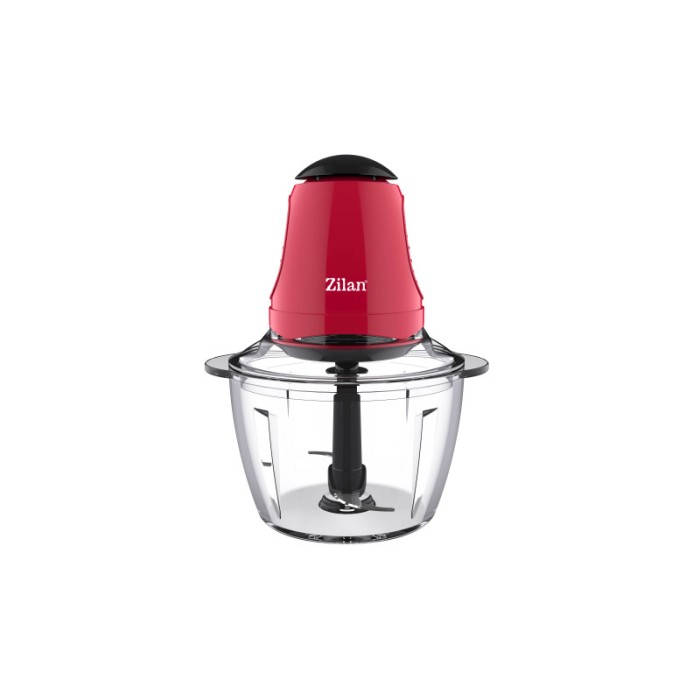 Mini tocator Zilan, putere 200 W, capacitate 1L, vas din sticla, Rosu