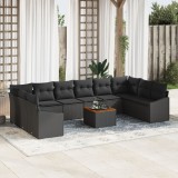 Gossi set de canapele de gradina 11 piese cu perne negru poly rattan acacia