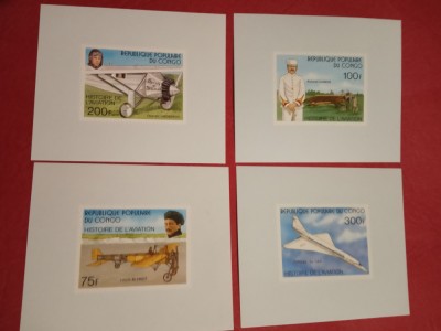 CONGO, AVIAȚIE - 4 COLIȚE MNH IMPERF. foto