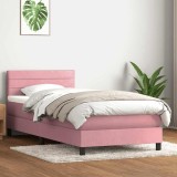 vidaXL Pat box spring cu saltea, roz, 80x220 cm, catifea 3316334