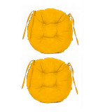 Set Perne decorative rotunde, pentru scaun de bucatarie sau terasa, diametrul 35cm, culoare galben, 2 buc/set, Palmonix