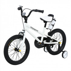 Bicicleta pentru copii, 16 inch, cu roti ajutatoare, 4-8 ani, alb foto
