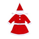 Costum craciunita pentru fata 7-9 ani, 3 piese din catifea, rosu