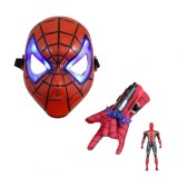 Cumpara ieftin Set mască din plastic, mănușă cu ventuze și figurină SpiderMan, Mărime Universală, cu LED