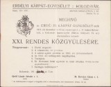 HST A2150 Invitație Erdelyi Karpat Egyesulet EKE meghivo 1911 Cluj