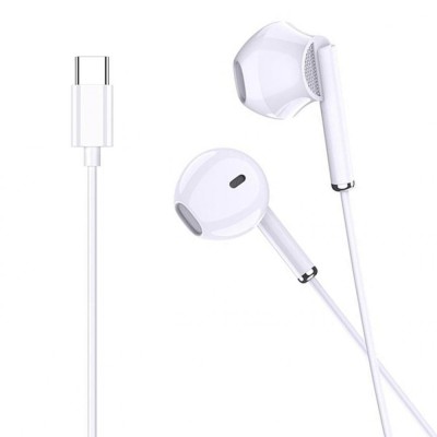 Casti Audio cu Fir si Microfon Kakusiga KSC-1295, 1m Tip-C - Alb foto
