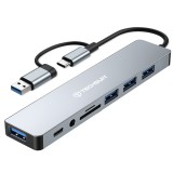 Hub USB, Type-C la 4 buc. USB, Type-C, 3.5mm Jack, TF / SD Card Asteroid GSM H9