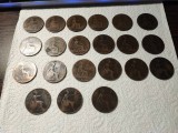 Lot vintage de 21 monede de 1 penny ani diferiti