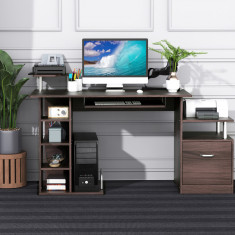 HOMCOM birou din lemn, pentru calculator,152x60x80cm, maro